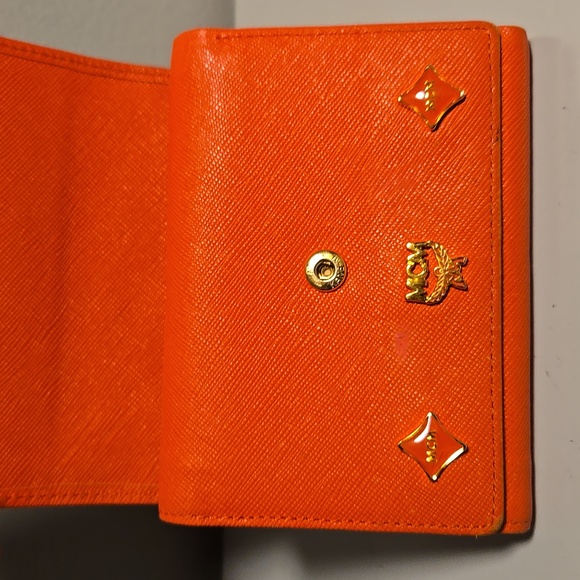 MCM Leather Orange Wallet with Gold Accents - Picture 4 of 11